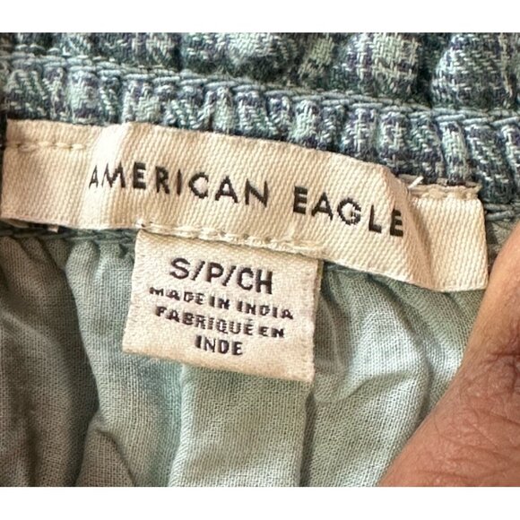 American Eagle Y2K Green Plaid Mini Peasant Dress Tiered Smocked Bust Sz S - Picture 5 of 8